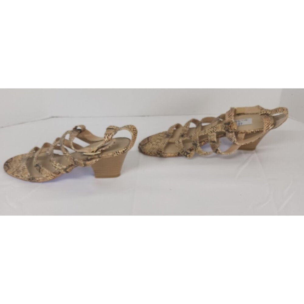 Hot in Hollywood Women's Sandals 8.5M Heels Slingback Faux Snakeskin Adjustable